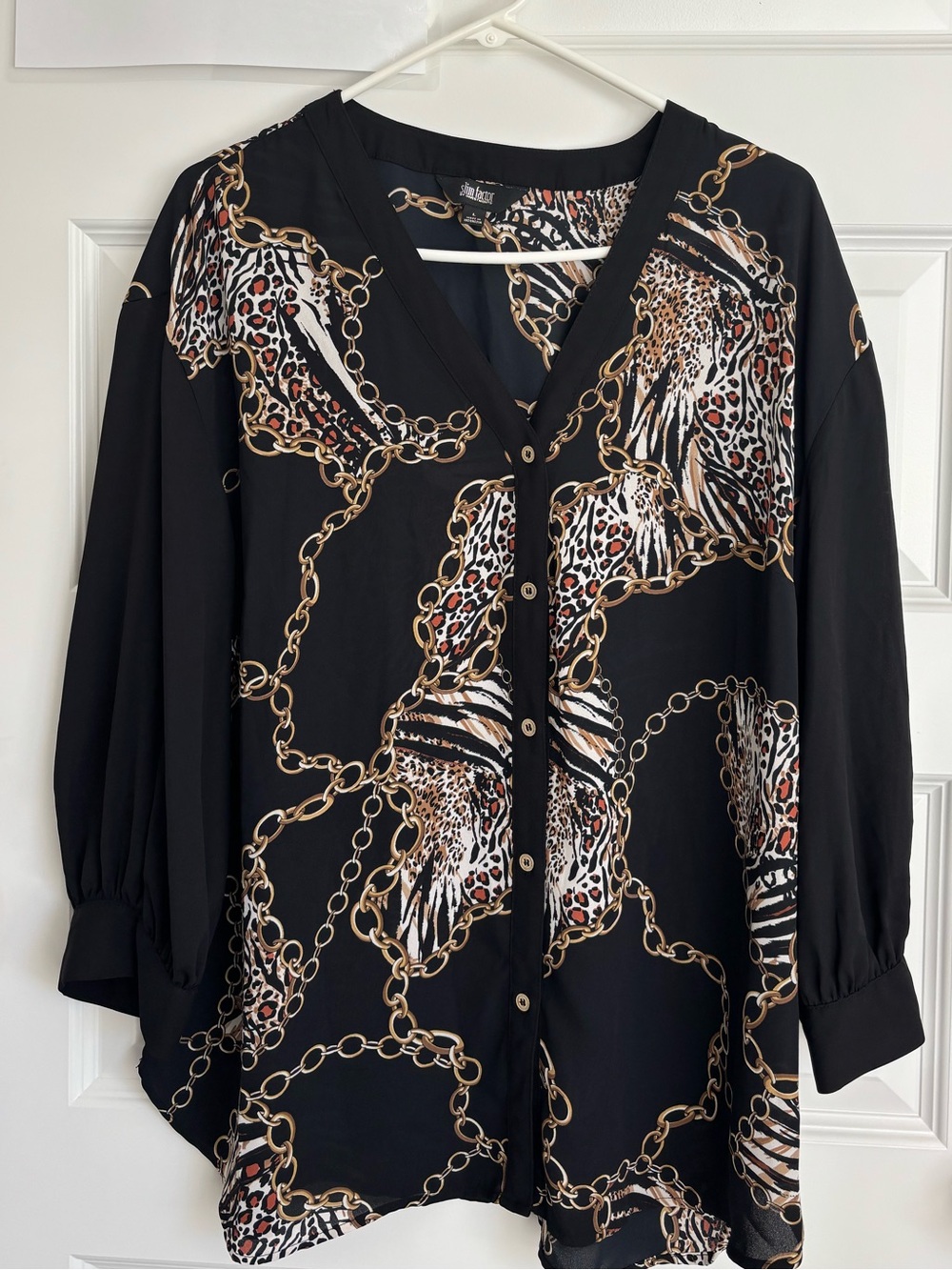 Slim Factor by Investments Large Animal Chain Print Tunic Blouse